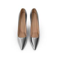 Silver Stilettos Elegant PointedToe Heels, 3d, white background photo