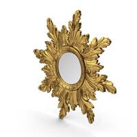 Gold Sunburst Mirror Elegant Decorative Wall Decor, 3d, white background photo