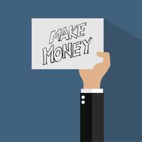 Hand showing the words make money vector
