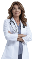 Doctor in a white coat Stand with arms crossed png