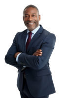 Portrait black man in a suit and tie Stand with arms crossed png