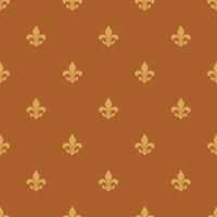 A brown and gold fleur de lis wallpaper pattern vector