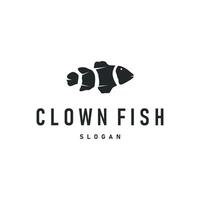 clown fish logo design with minimalist concept ocean aquarium fish nemo ornamental templet symbol vector