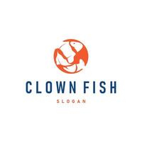 clown fish logo design with minimalist concept ocean aquarium fish nemo ornamental templet illustration symbol vector