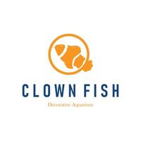clown fish logo design with minimalist ocean aquarium fish nemo ornamental templet icon illustration symbol vector