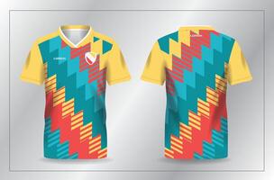 abstract orange yellow and turquoise background sport jersey for football and soccer shirt template vector