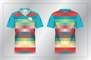 abstract orange yellow and turquoise sport jersey for football and soccer shirt template design vector