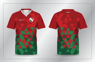 abstract polygons red and green background pattern for sport jersey football and soccer shirt template vector