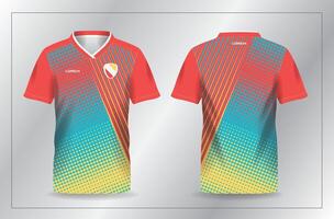 abstract orange yellow and turquoise sport jersey for football and soccer shirt template vector