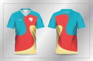 abstract wave orange yellow and turquoise sport jersey for football and soccer shirt template vector