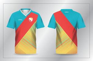 simple abstract orange yellow and turquoise sport jersey for football and soccer shirt template vector