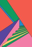 Design template perspective building retro vibrant bold vector