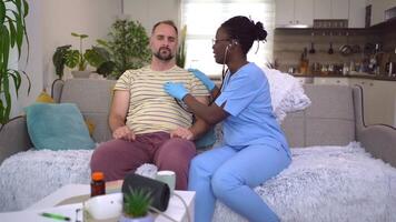 Cozy health checkup with a medical pro at home video