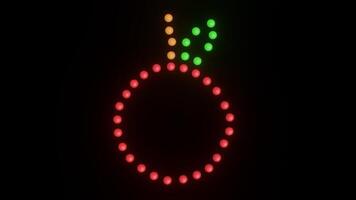 Flashing Neon Dots Forming Apple Shape on Black Background video