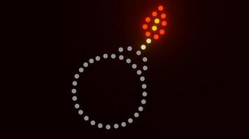 Flashing Neon Dots Forming Bomb Shape on Black Background video