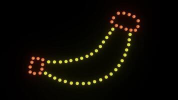 Flashing Neon Dot Banana Shape on Black Background video