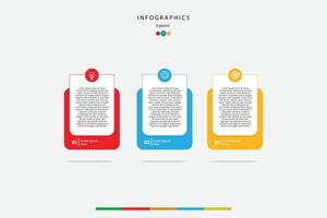 Modern 3-step infographic template with colorful design. Ideal for business presentations, timelines, and marketing process visuals. Fully editable layout. vector