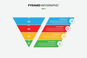 pyramid infographics template with four steps vector