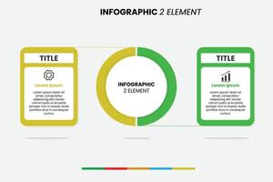 Clean and modern infographic template with two connected elements and a central circular chart. Ideal for showing comparisons, dual processes, pros and cons, or before-after scenarios. Fully editable vector