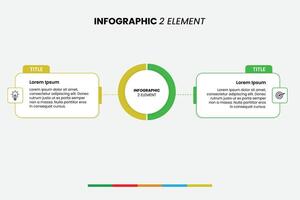 Clean and modern infographic template with two connected elements and a central circular chart. Ideal for showing comparisons, dual processes, pros and cons, or before-after scenarios vector