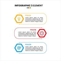 Three step infographic with icons lightbulb idea, gear process, and target goal. Clean layout with placeholder text vector