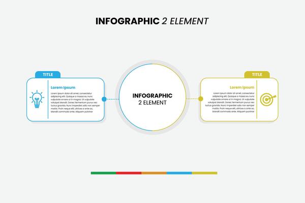 Clean and modern infographic template with two connected elements and a central circular chart.