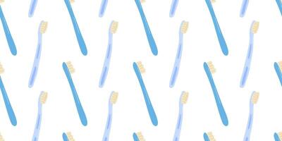 Colorful blue toothbrush pattern displayed on a white background for dental hygiene design vector