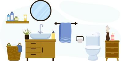 modern bathroom with sink and toilet vector