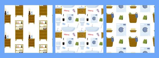 Patterns of furniture and bath accessories vector