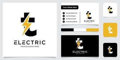 Initial T Letter with Lightning Bolt Logo Design vector