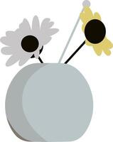 Abstract Flowers in Grey Round Vase vector