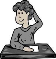 Man Thinking or Studying at Desk vector