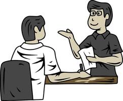 Two Men Discussing at a Desk vector