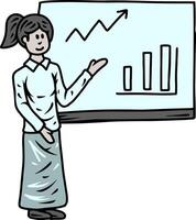 Woman Presenting Charts on Whiteboard vector