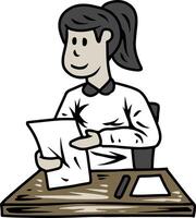 Woman Reviewing Documents at Desk vector