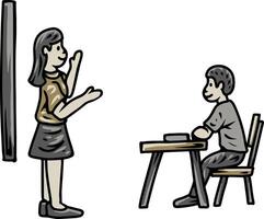 Teacher and Student Interaction in Classroom vector