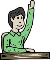 Student Raising Hand in Class vector