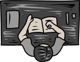 Overhead View of Person Reading Book vector