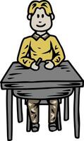 Student Sitting at a Desk vector