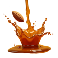 3D Realistic Almond Falling Into Honey - High impact splash effect with transparent background for premium food branding, packaging and advertising png