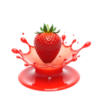 Splash of Flavor 3D Strawberry Falling into Juice with Dynamic Liquid Explosion png