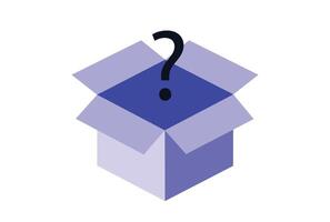 Mystery box with question mark surprise illustration. vector