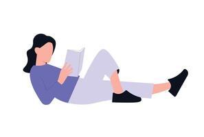 Woman Relaxing and Reading Book illustration vector