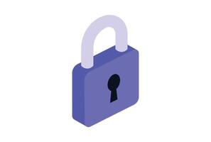 Locked Padlock Cyber security, data, and privacy protection illustration. vector
