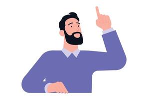 Man Pointing Upwards with Idea Illustration vector