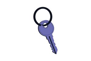 Unlocking real estate dreams house key with ring illustration. vector