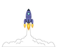 Rocket spaceship launch. Start up creative business idea. illustration. vector