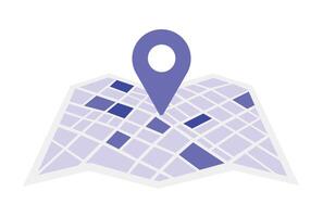 Folded Map navigation with Location Pin Illustration. vector