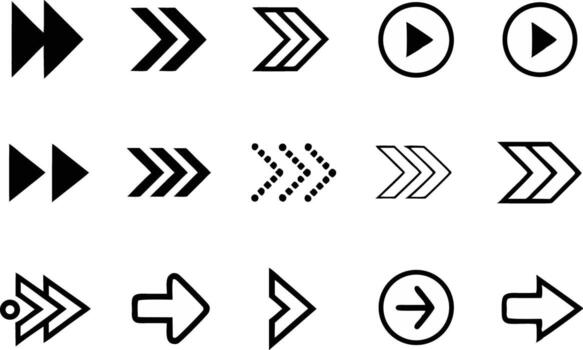 alto calidad negro flecha íconos para web y móvil proyectos vector