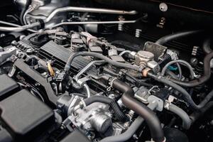 Top view of a car engine. Car parts concept photo